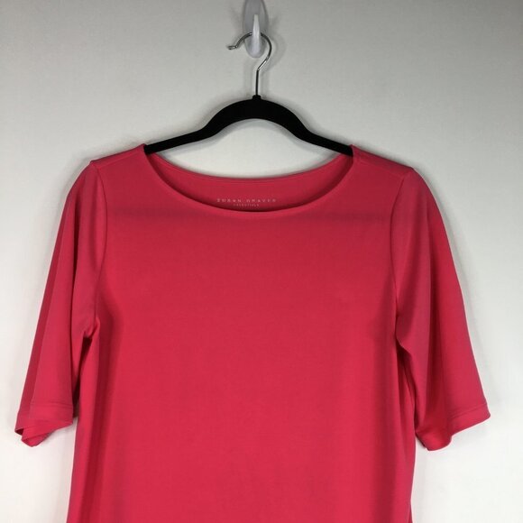 SUSAN GRAVER Essentials Coral Pink Liquid Knit Top Size XS - Picture 2 of 7